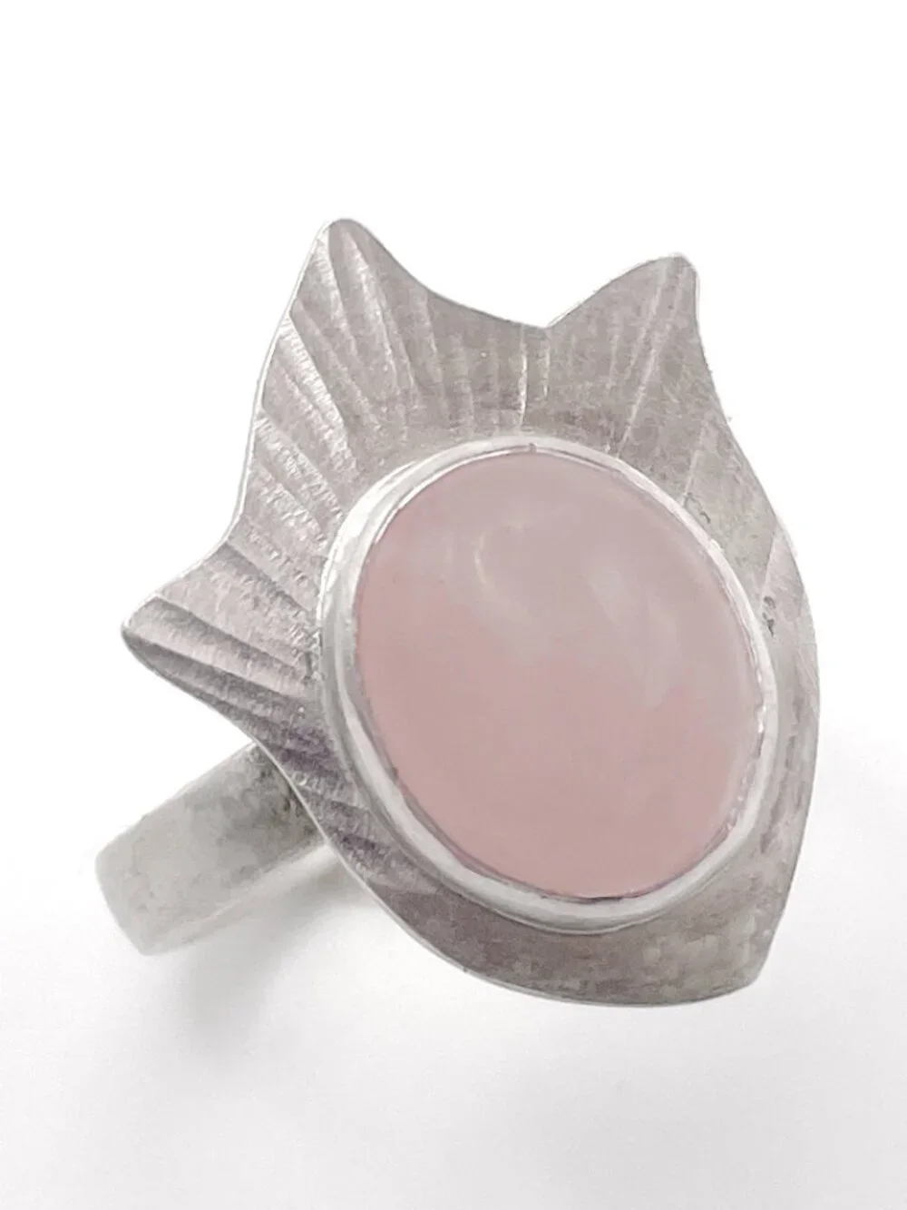 Sterling Silver 925 and Rose Quartz Ring, Size 8, One-of-a-kind